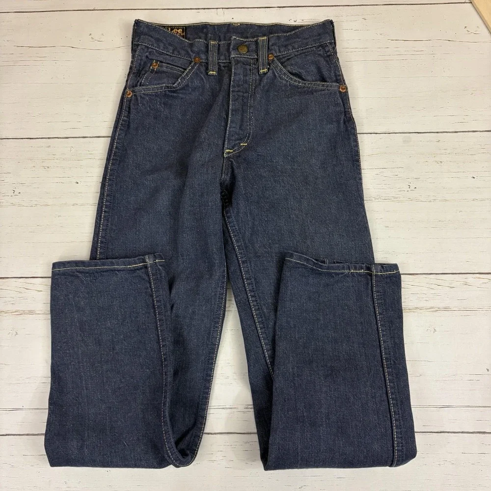 Vintage Lee Riders Jeans Boys 12 Slim Blue Denim Sanforized Made In USA 24x27